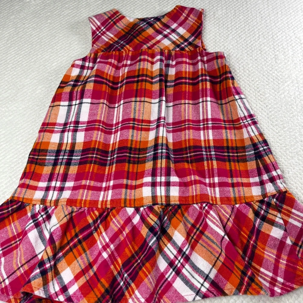 Hanna Andersson Girl's‎ Dress Size 110 Plaid Sleeveless Buttons Ruffle Hem